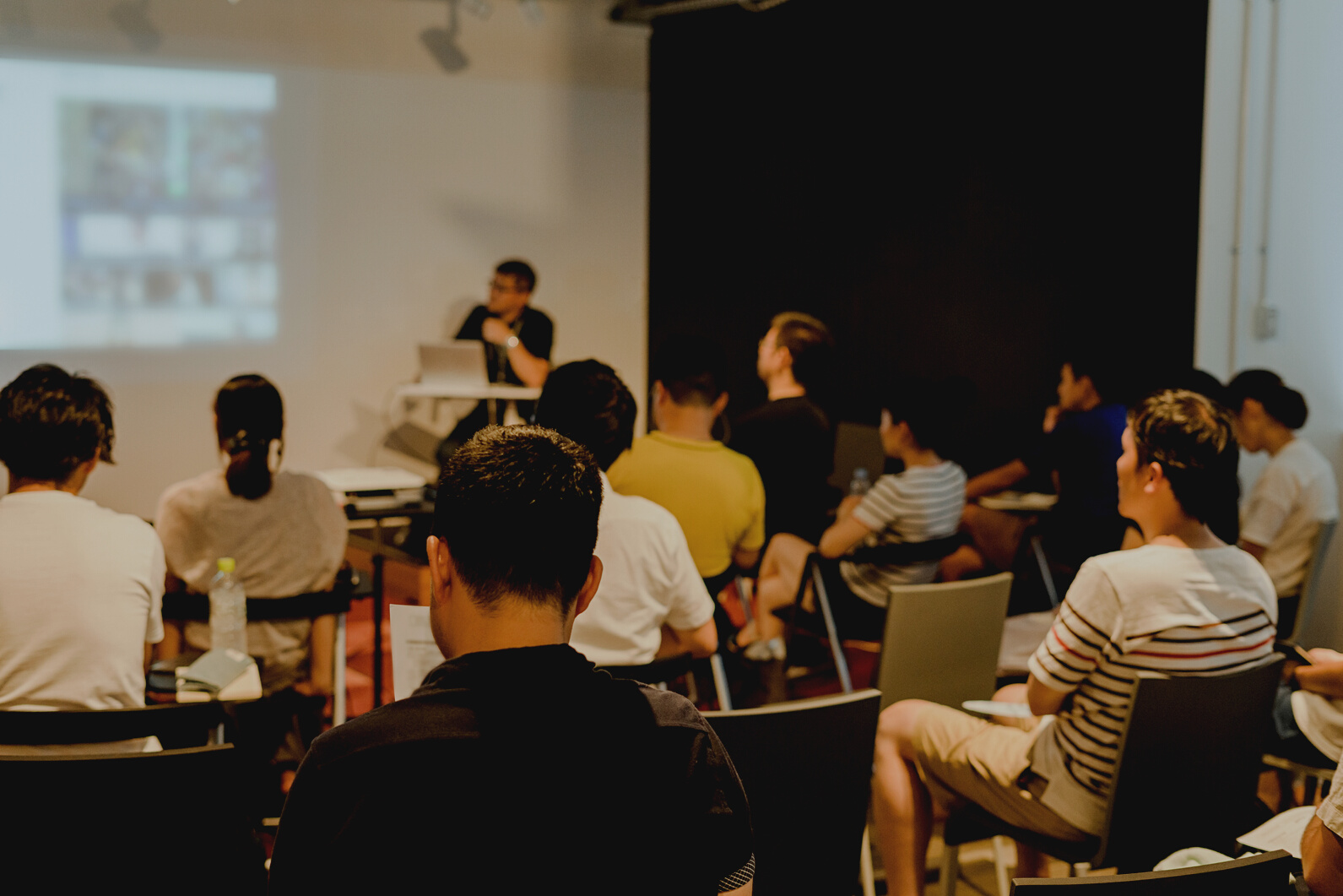 People studying at workshop